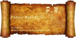 Petru Miklós névjegykártya